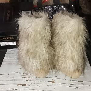 Colin Stuart Detachable Fur Cuffed Almond Ankle Booties